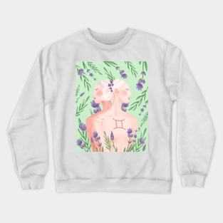 Gemini Zodiac green by Cindy Rose Studio Crewneck Sweatshirt